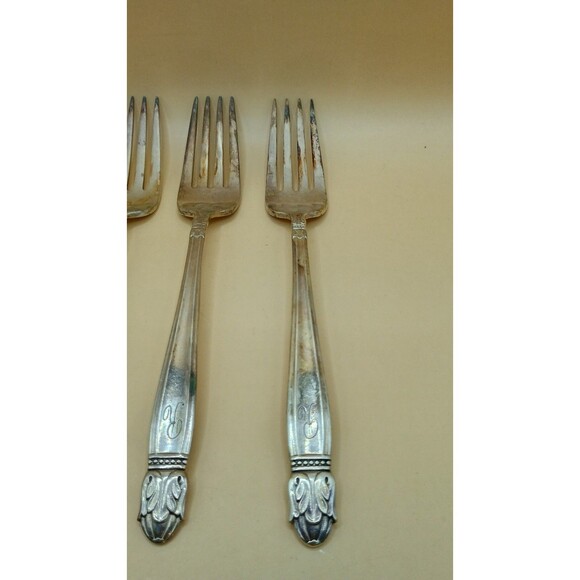 Vntg HOLMES & EDWARDS IS Danish Princess Inlaid Silver Plate -Dinner Forks 3 Pcs - Picture 3 of 6